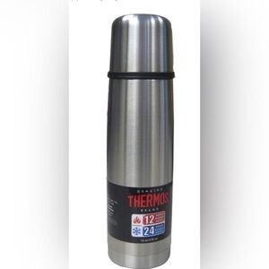Thermos Vacuum Insulated‎ Compact Beverage Bottle - 16 Oz. - Silver/Black new